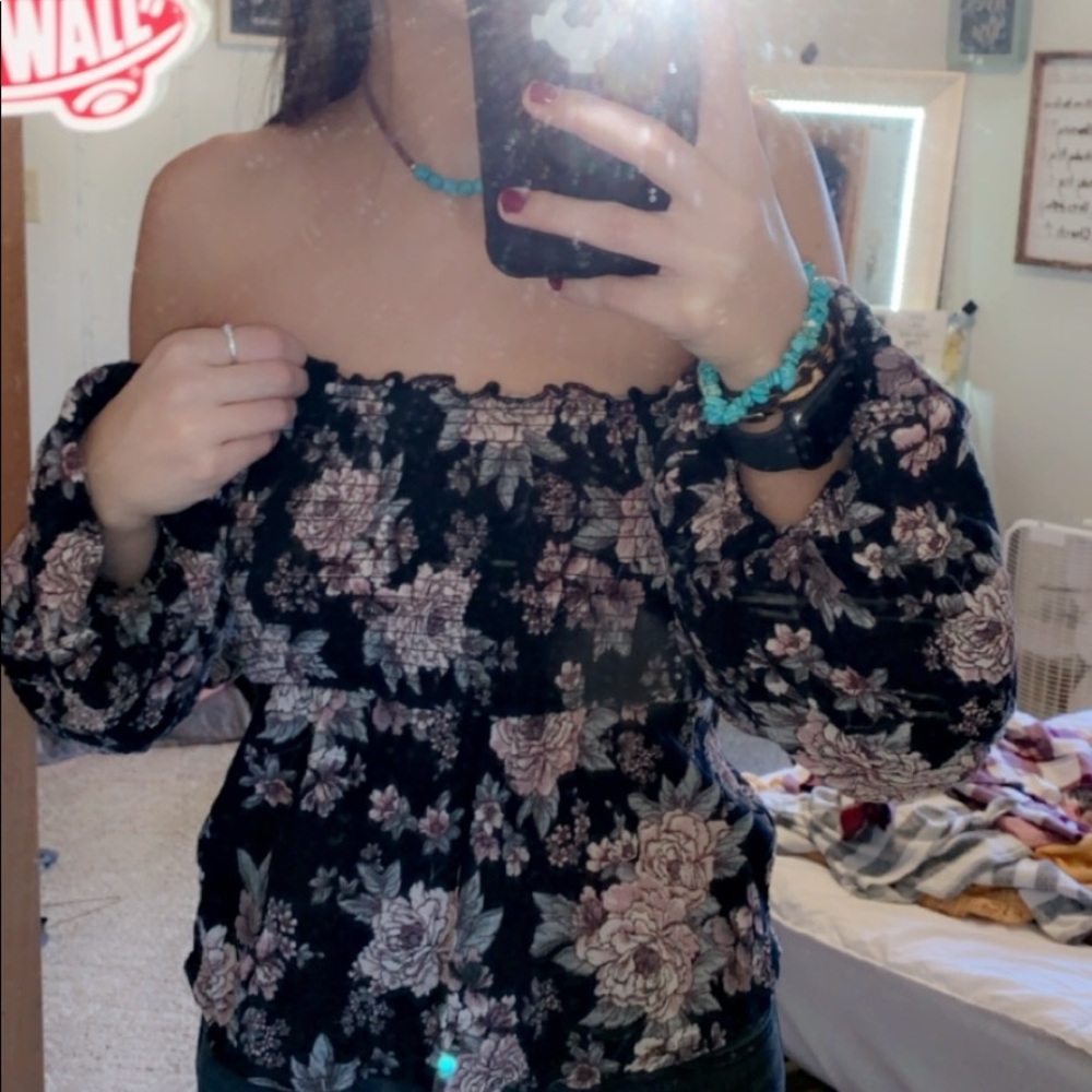 American Eagle Floral Strapless Top
